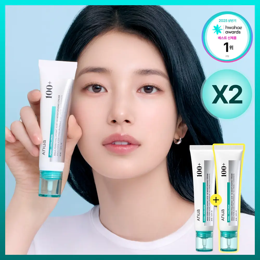 [수지 PICK/단독기획] 아누아 피디알엔 히알루론산 100 수분 크림 60mL 2입 기획